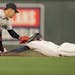 Twins pinch runner Nick Gordon was tagged out by Guardians second baseman Andres Gimenez trying to steal second in the ninth inning Tuesday