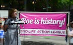 Amy Gehrke, the executive director of Illinois Right To Life, spoke during a rally in Chicago Friday after the U.S. Supreme Court overturned Roe vs Wa