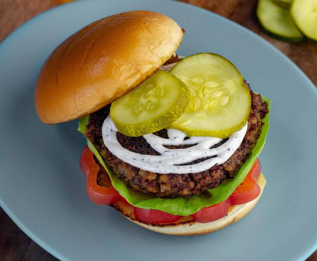 There’s plenty of flavor — but no meat — in this burger.