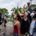 Protesters and police faced each other during a rally in the days after George Floyd’s 2020 killing in Minneapolis.
