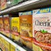 Varieties of Cheerios, made by General Mills, on store shelves in St. Louis Park, Minn. on Wednesday, June 29, 2022.