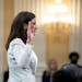 Cassidy Hutchinson, who worked for former President Trump’s chief of staff, is sworn in Tuesday before the House committee investigating the Jan. 6,