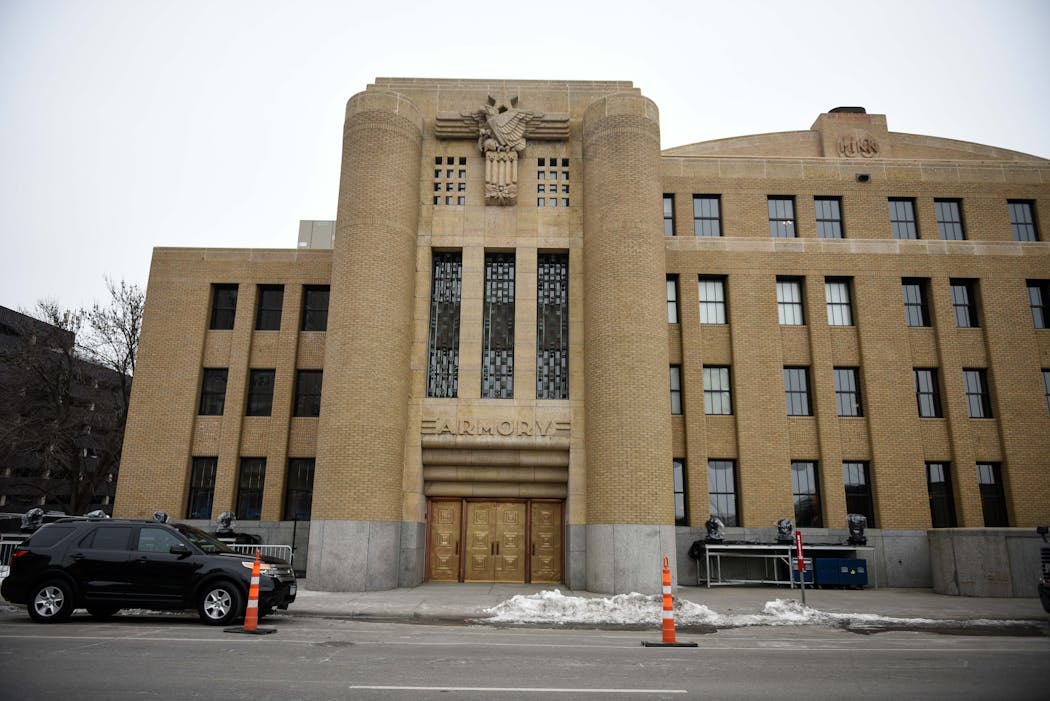 The exterior of the newly reborn Armory in downtown Minneapolis.