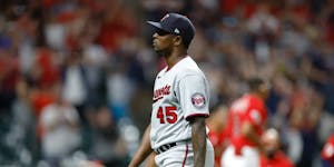 Twins reliever Jharel Cotton walked off the field after giving up the game-winning home run to Cleveland’s Josh Naylor during the 10th inning Wednes