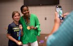 Soccer icon Briana Scurry met young players Wednesday in Plymouth, including fellow goalie Grace Benson.