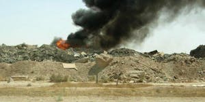 The burn pit at the air base in Balad, Iraq, burned 24 hours a day, seven days a week and included materials such as Styrofoam, metals, plastics and m