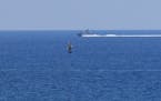 An Israeli Navy vessel patrolled in the Mediterranean Sea off the southern town of Naqoura, Monday, June 6, 2022. 