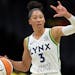 Lynx guard Aerial Powers (shown in a May 6 game vs. Seattle) scored a career-high 32 points in a 102-71 victory over Las Vegas at Target Center on Sun