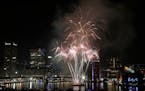 Fireworks explode over Baltimore’s Inner Harbor during the Ports America Chesapeake Fourth of July Celebration in 2019. The city is resuming its Ind