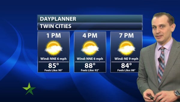 Afternoon forecast: Warm, muggy, high 89; chance of evening storms