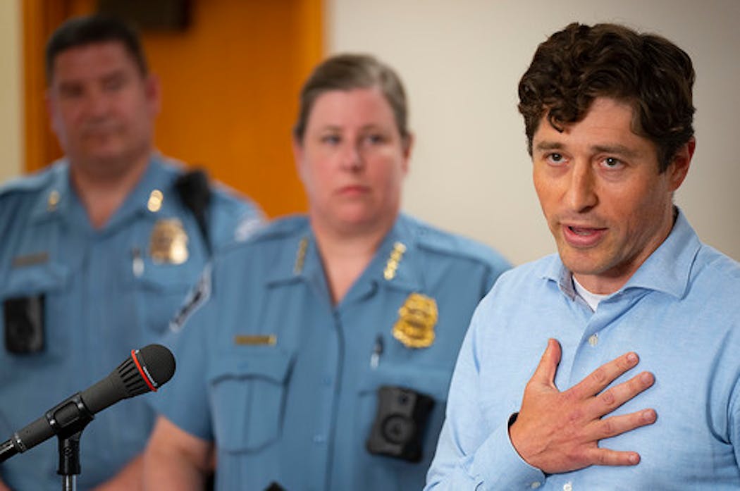 Minneapolis Mayor Jacob Frey spoke at a news conference Tuesday about the events of the night of July 4th.