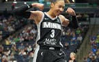 Lynx forward Aerial Powers interacts with fans after a play during the second half against the Chicago Sky on Wednesday