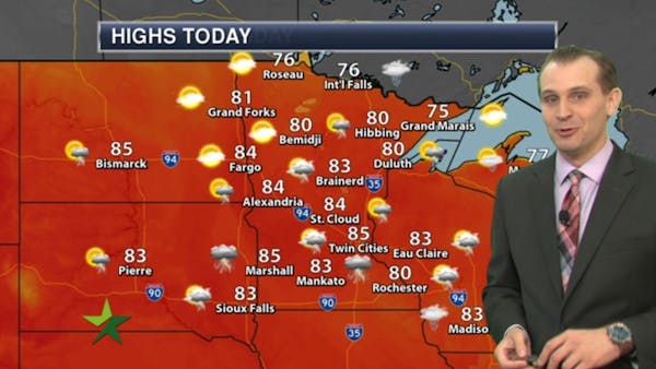 Morning forecast: Warm, muggy, scattered PM showers; high 85