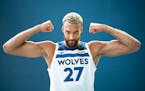 New Minnesota Timberwolves center Rudy Gobert posed for a portrait after Wednesday’s press conference at target Center.