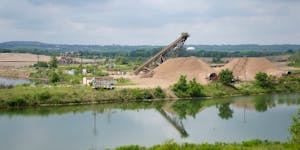 Aggregate Industries mines for gravel Thursday, July 7, 2022 on Grey Cloud Island, Minn. The company has mined on the island since the 1950s, and has 