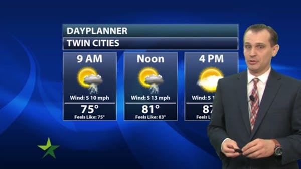 Morning forecast: Warm, humid, chance of severe storms, high 89