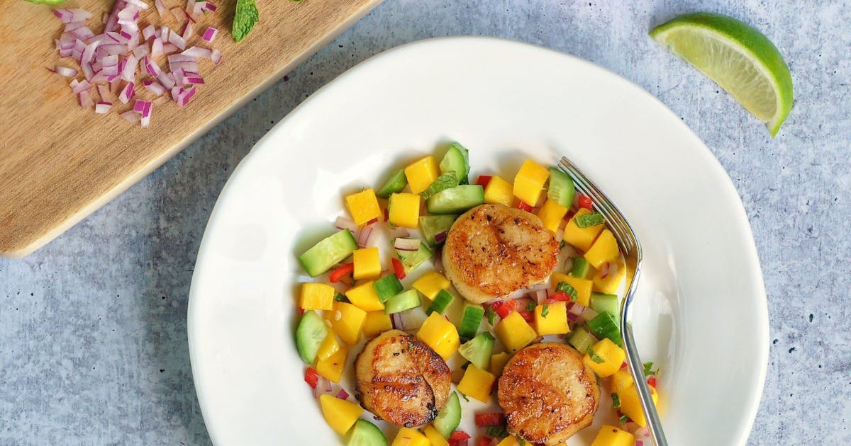 Brightly flavored salsa brings summer flavors to simple scallops