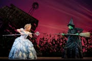 Jennafer Newberry, left, is the bright and bubbly Glinda and Lissa deGuzman plays the strong-willed Elphaba in “Wicked.”