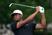 Tony Finau followed through on an approach shot at No. 9 Friday at the 3M Open at the TPC Twin Cities.