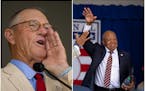 Jim Kaat (left) and Tony Oliva acknowledged the crowd during their Hall of Fame inductions speeches on Sunday afternoon.