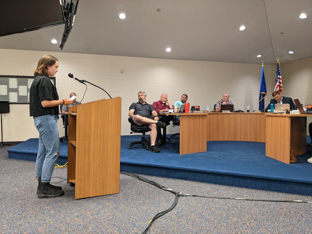 Becker High School senior Ella Rick told school board members Monday that the proposed policy to ban “divisive” topics from schools won’t prepare students for the real world.