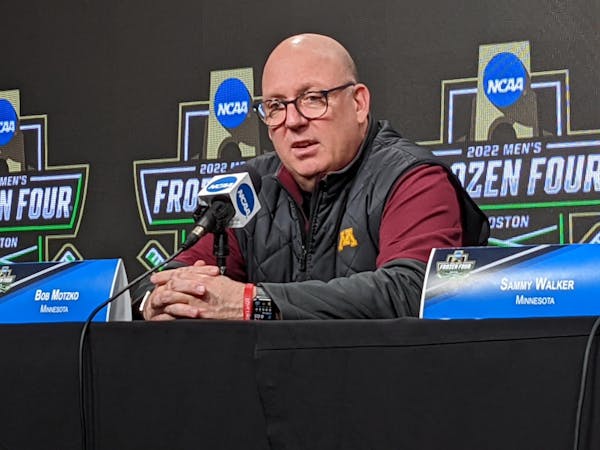 Gophers coach Bob Motzko led the team to the men’s Frozen Four last year in Boston, only to fall 5-1 to Minnesota State Mankato in the semifinals.