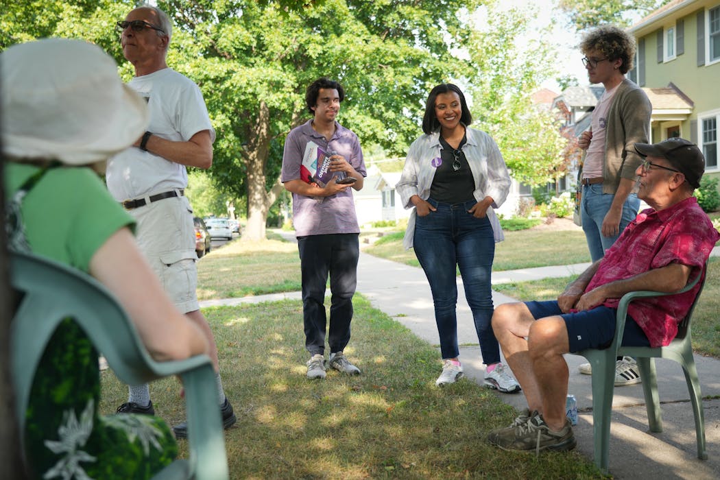 On National Night Out, Amane Badhasso spoke with residents in the St. Paul neighborhood she hopes to represent.