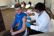 Scott Marszalek receives a monkeypox vaccine Wednesday at a pop-up vaccination site in West Hollywood, Calif. 