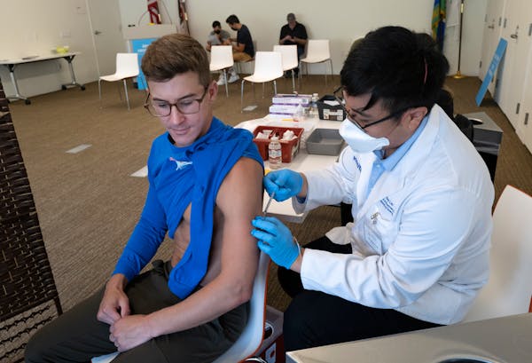 Scott Marszalek receives a monkeypox vaccine Wednesday at a pop-up vaccination site in West Hollywood, Calif. 