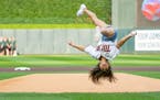 Olympic gold medalist and Minnesota native Suni Lee did a flip on Friday night as she threw out the honorary first pitch before the Twins played Toron