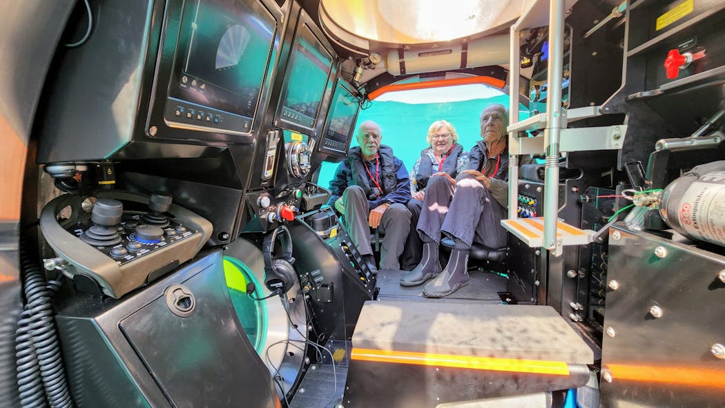 Cruise guests took their seats in a Viking submarine as they prepared to make a dive in Lake Superior near Silver Islet, Ontario.