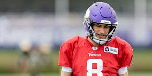 Kirk Cousins during Vikings practice on Wednesday at TCO Performance Center in Eagan.