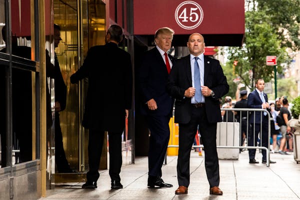 Former President Donald Trump left Trump Tower in midtown Manhattan en route to a deposition at the office of the state attorney general on Wednesday 