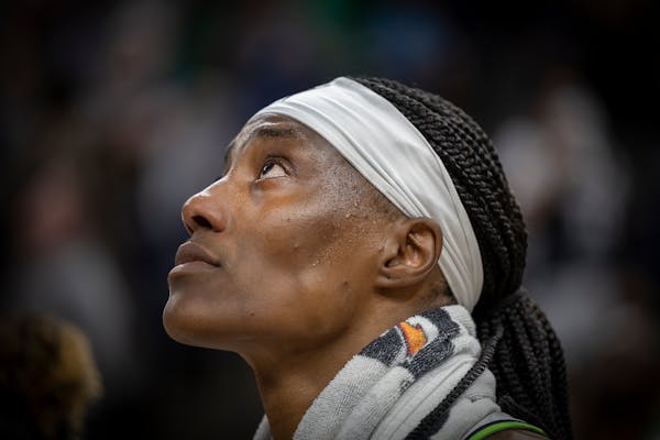 Lynx center Sylvia Fowles watched a tribute to her after Friday night’s 96-69 loss to Seattle at Target Center.