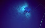 An image provided by NOAA shows the remotely operated vehicle Deep Discoverer during an exploration of a volcano in the Mid-Atlantic Ridge, July 23, 2