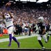 Vikings wide receiver Albert Wilson caught a touchdown pass over Raiders cornerback Bryce Cosby during the second half Sunday.