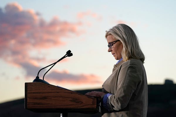 Rep. Liz Cheney, R-Wyo., spoke Tuesday at a primary Election Day gathering in Jackson, Wyo. Cheney lost to challenger Harriet Hageman in the primary. 