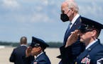 President Joe Biden disembarks Air Force One at Joint Base Andrews in Maryland on Aug. 16. 