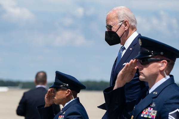 President Joe Biden disembarks Air Force One at Joint Base Andrews in Maryland on Aug. 16. 
