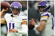 Kellen Mond (11) and Sean Mannion are competing to be the backup quarterback to Kirk Cousins for the Vikings.