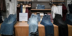 Evereve’s branded denim selection at its flagship store in Minneapolis.
