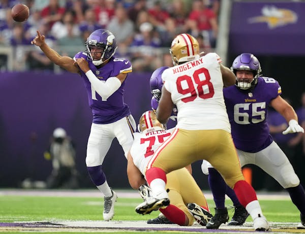 Vikings quarterback Kellen Mond completed 29 of 51 passes (56.9%) for 303 yards, two touchdowns and two interceptions in three preseason games.