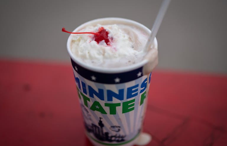 Hot Fudge Banana Shake from West End Creamery. New foods at the Minnesota State Fair photographed on Thursday, Aug. 25, 2022 in Falcon Heights, Minn. 