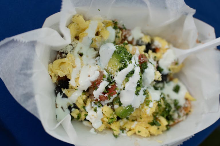 Chilaquiles Breakfast from Tejas Express. New foods at the Minnesota State Fair photographed on Thursday, Aug. 25, 2022 in Falcon Heights, Minn. ] REN