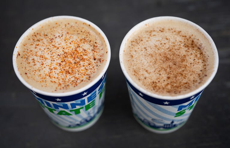 Chili Lime & Agave Latte and Cardamom Turkish Spice Latte from French Meadow New foods at the Minnesota State Fair photographed on Thursday, Aug. 25, 