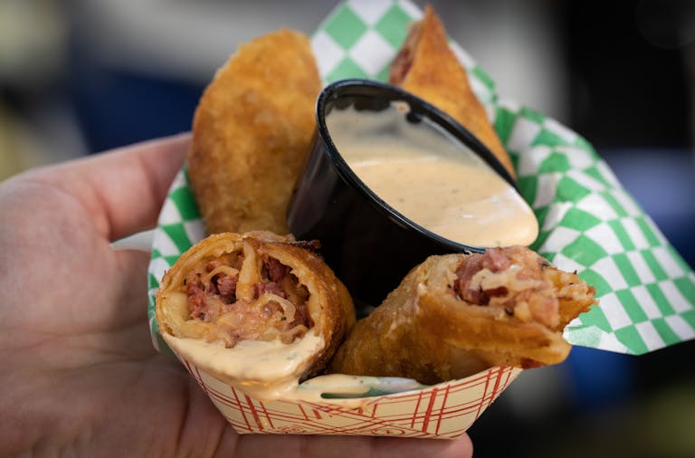 Reuben Rolls from O’Gara’s at the Fair. New foods at the Minnesota State Fair photographed on Thursday, Aug. 25, 2022 in Falcon Heights, Minn. ] R