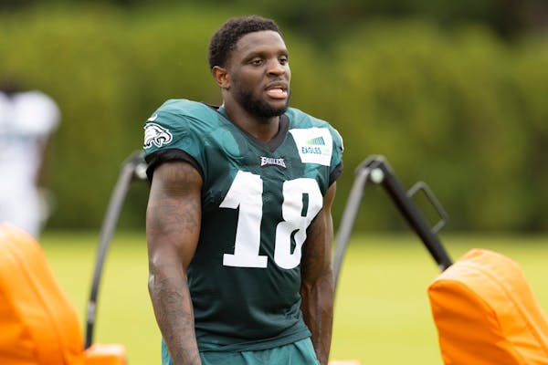 Jalen Reagor, new Vikings WR, is shown here earlier this summer with the Eagles.