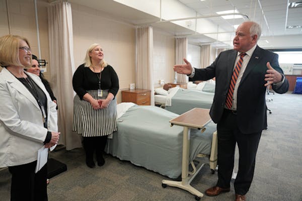 In March, Gov. Tim Walz toured the nursing program facilities at St. Paul College, where he announced Minnesota had surpassed its goal of recruiting 1