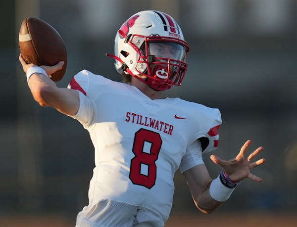 Max Shikenjanski of Stillwater looked for a receiver, and he found several, passing for four touchdowns.