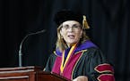 University of Minnesota President Joan Gabel spoke to freshmen and transfer students at a welcome ceremony Sept. 1, 2022, at Mariucci Arena in Minneap